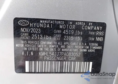 2023 Hyundai Sonata Hybrid Limited z USA, uszkodzony, nr VIN KMHL54JJ7PA083052